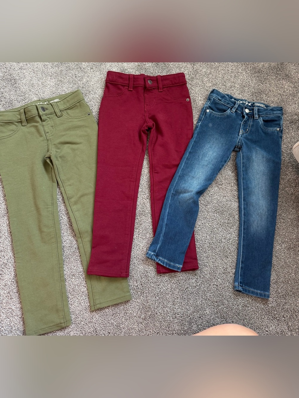 Cat & Jack Kids Stretch Jegging Pull-On Pants - Olive, Burgundy & Denim